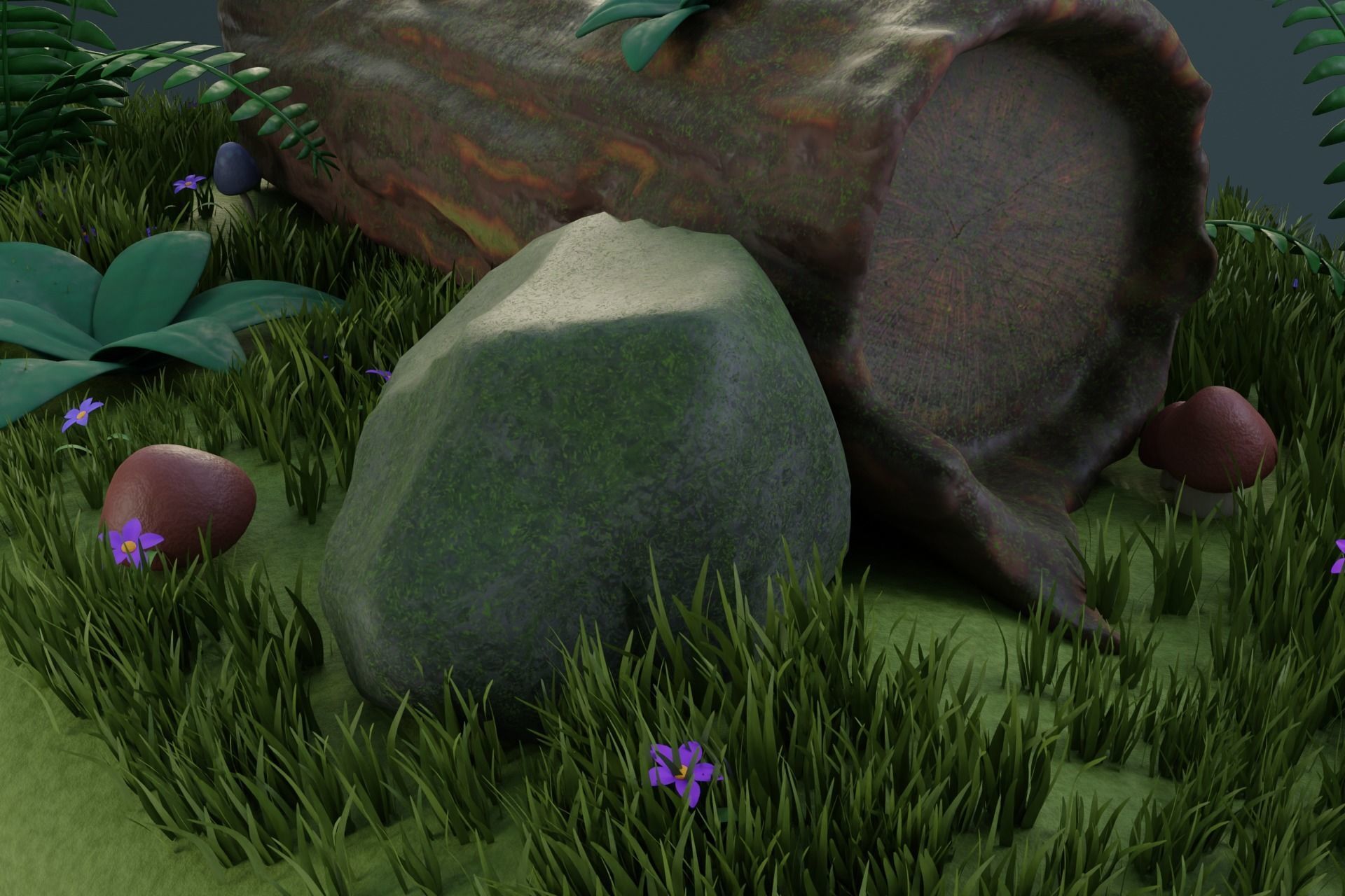 Cartoon Log House Low-poly 3D model_11