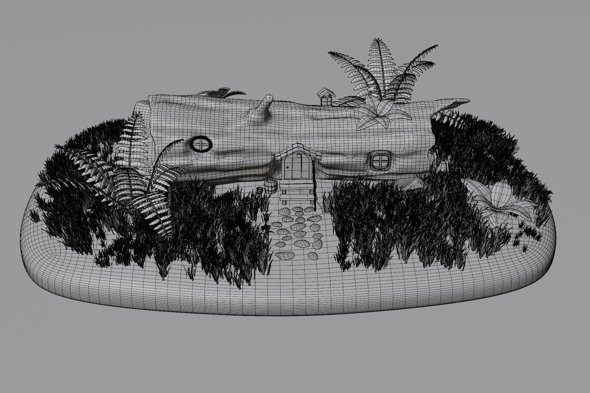 Cartoon Log House Low-poly 3D model_15