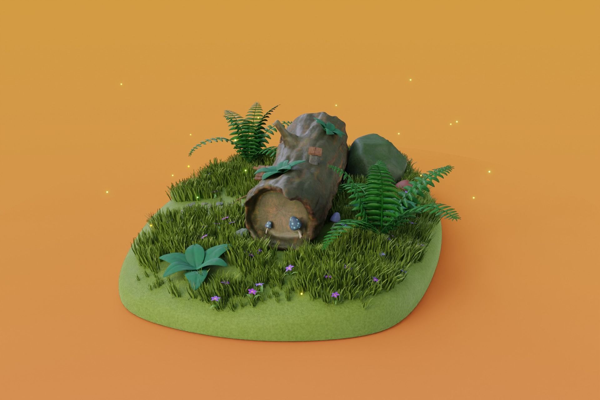 Cartoon Log House Low-poly 3D model_30