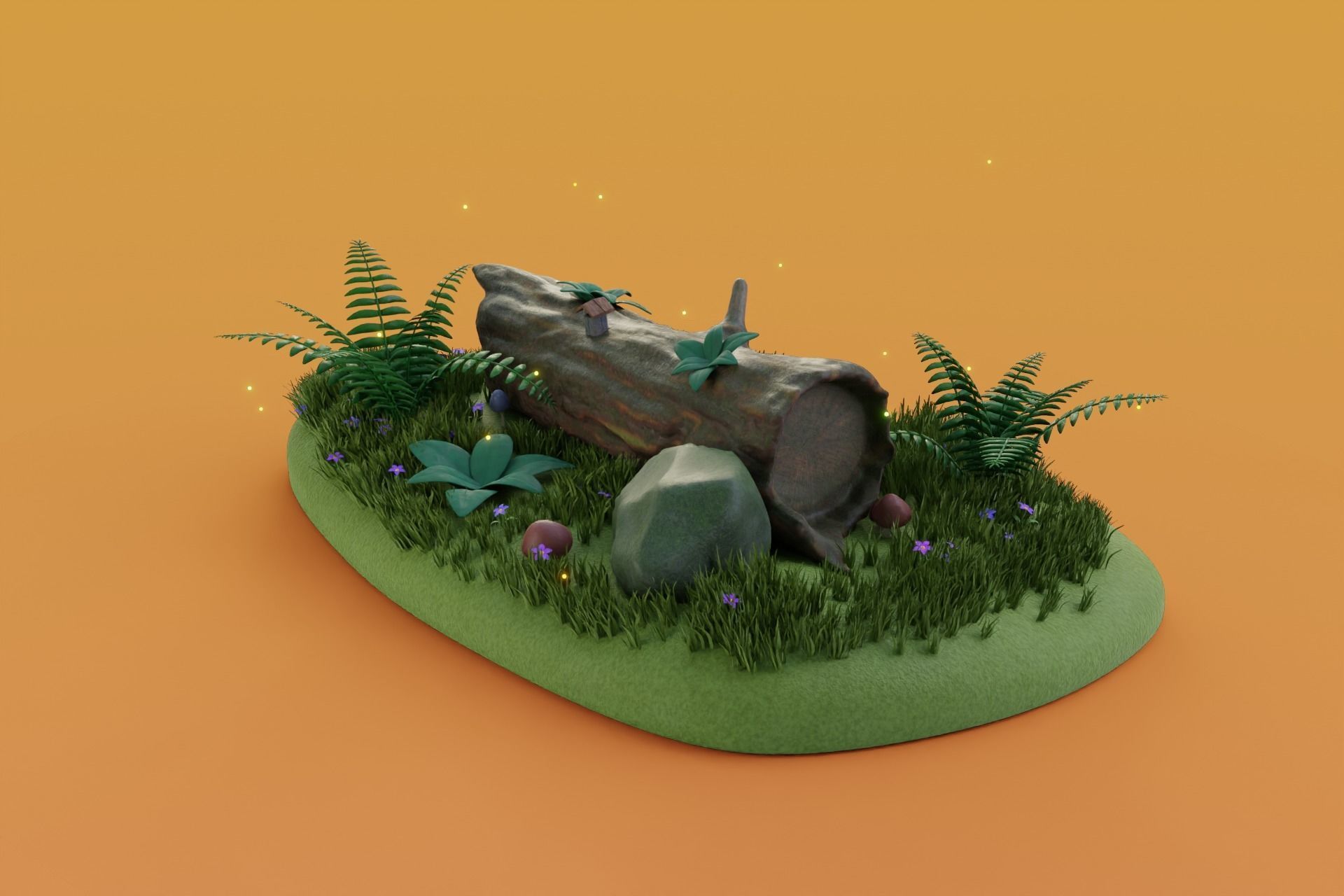 Cartoon Log House Low-poly 3D model_25