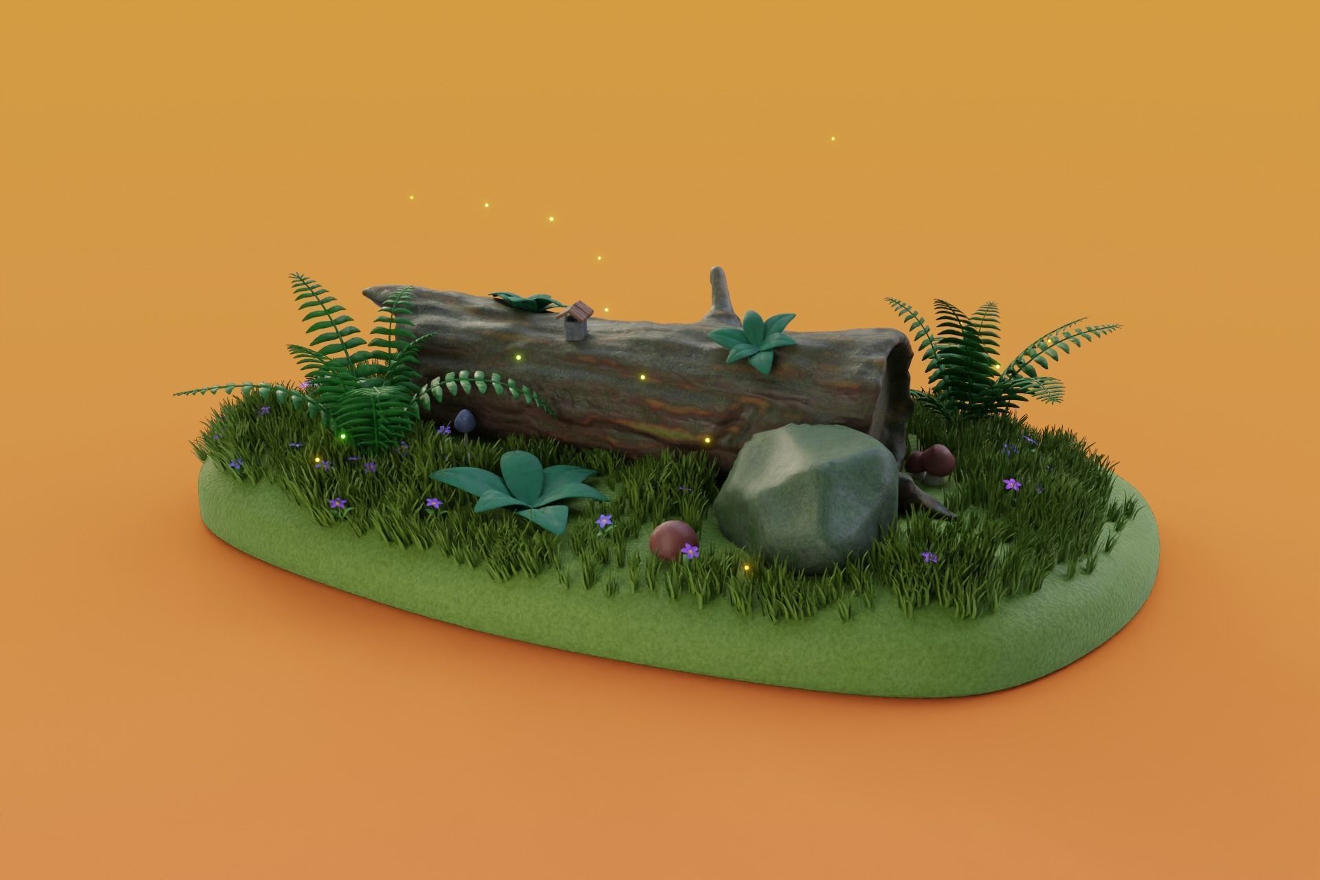 Cartoon Log House Low-poly 3D model_28