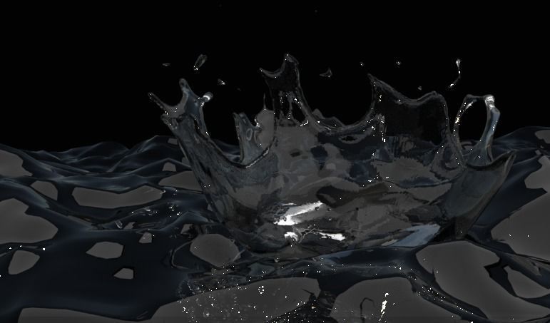 ocean with splash and underwater bubbles Low-poly 3D model_1