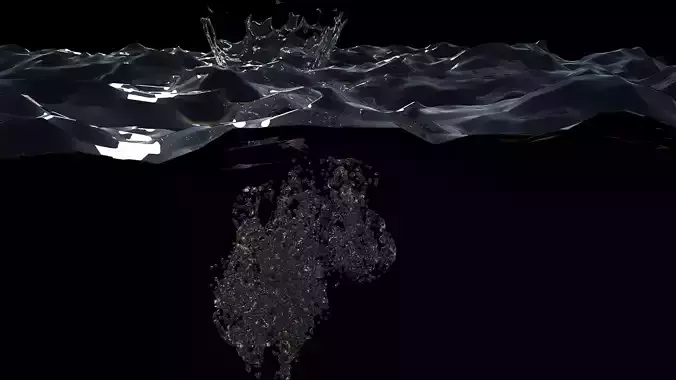 ocean with splash and underwater bubbles