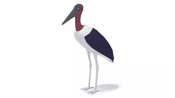 Low Poly Cartoon Marabou Stork Low-poly 3D model