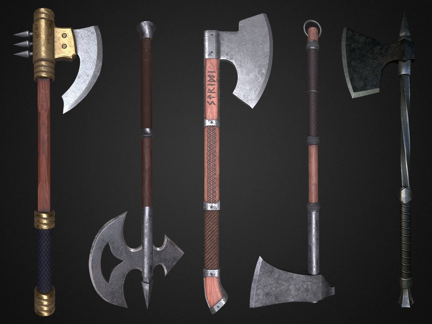 Medieval axes pack 3D Model Collection_1
