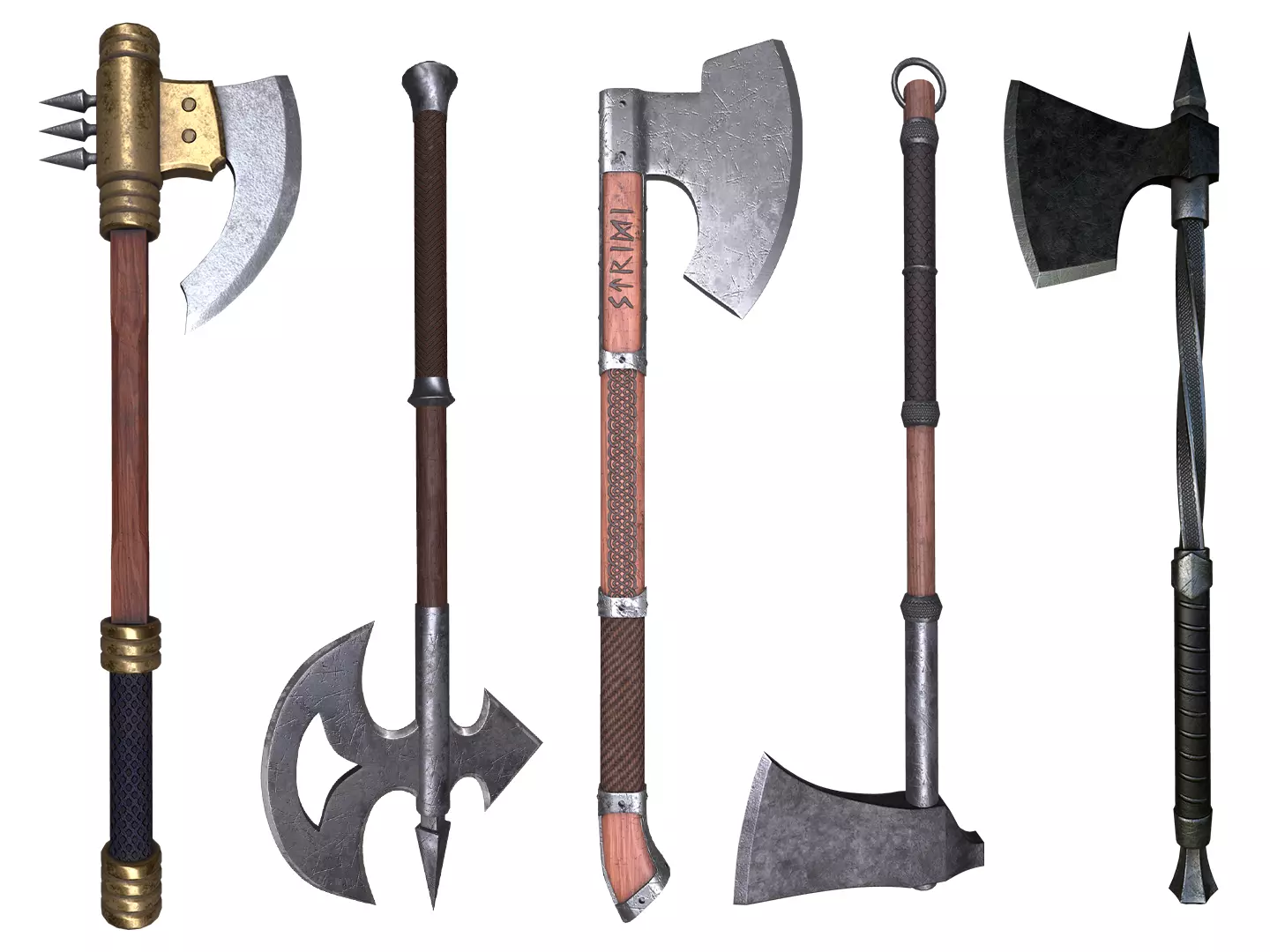 Medieval axes pack 3D Model Collection_0