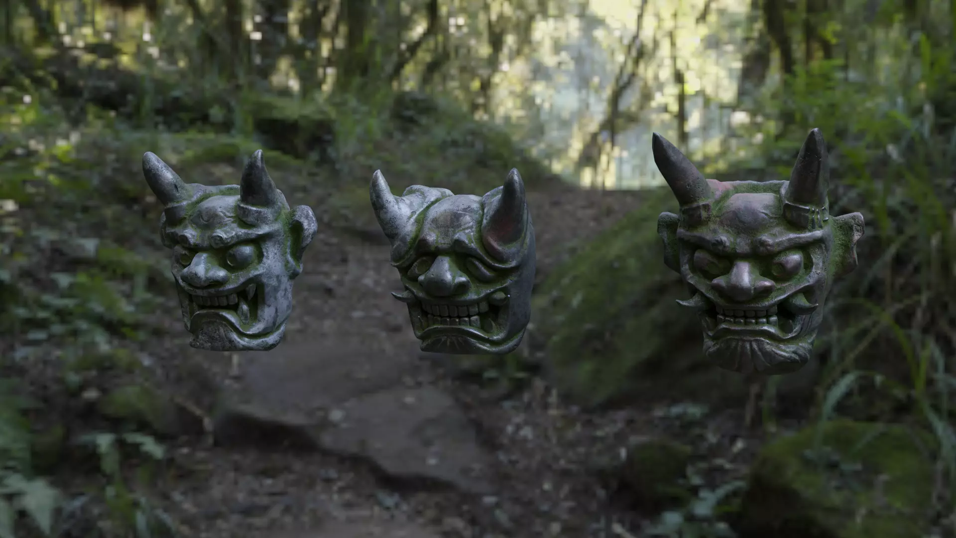 Japanese Building Rooftop Decoration Set 02 Low-poly 3D model_0