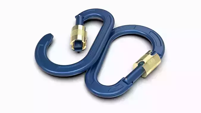 Carabiner pair of gold carabiners 3D model
