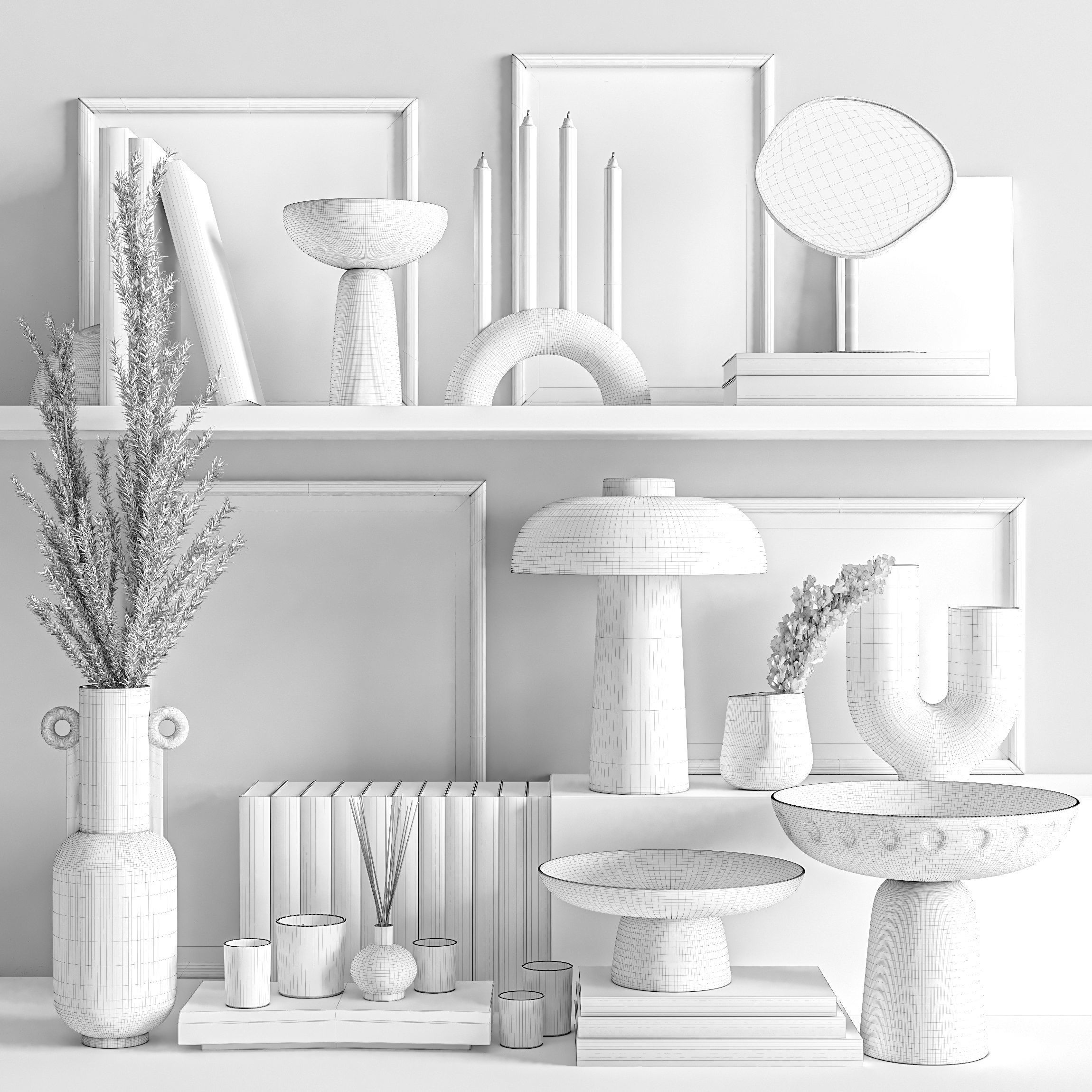 Decorative set shelf 3D model_4