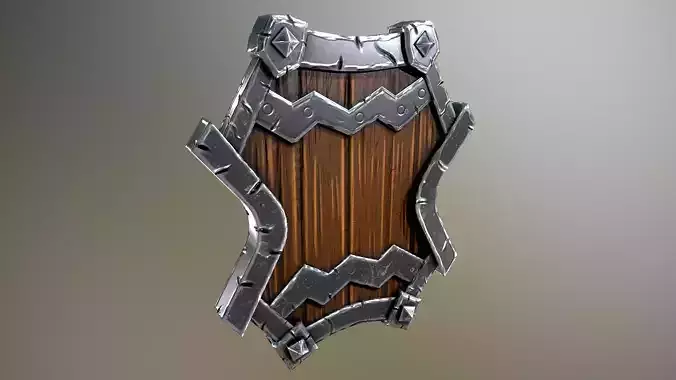 Medieval stylized shield Low-poly 3D model