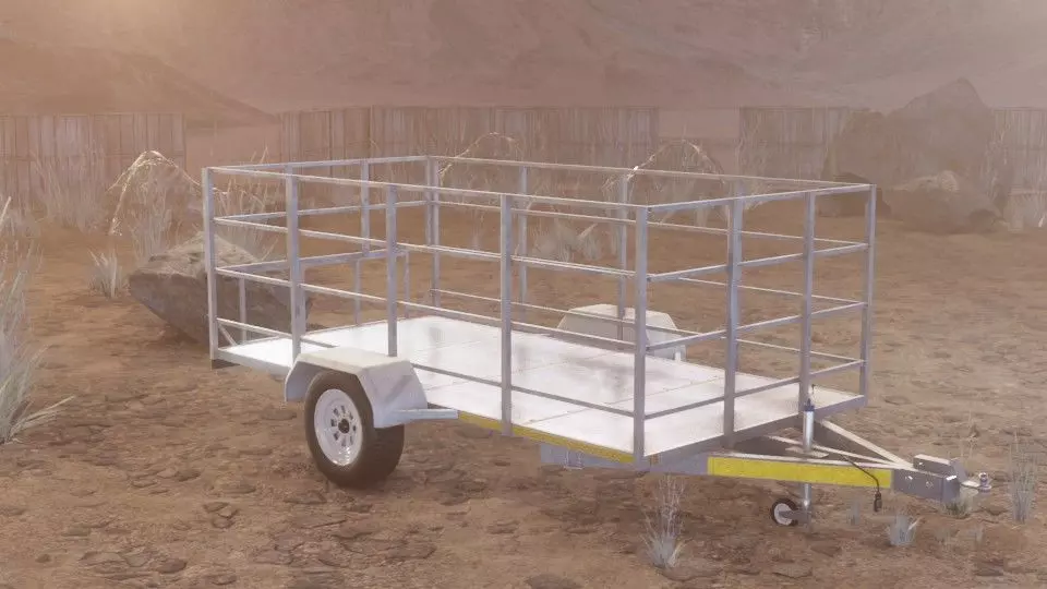 High Poly Trailer in desert 3D model