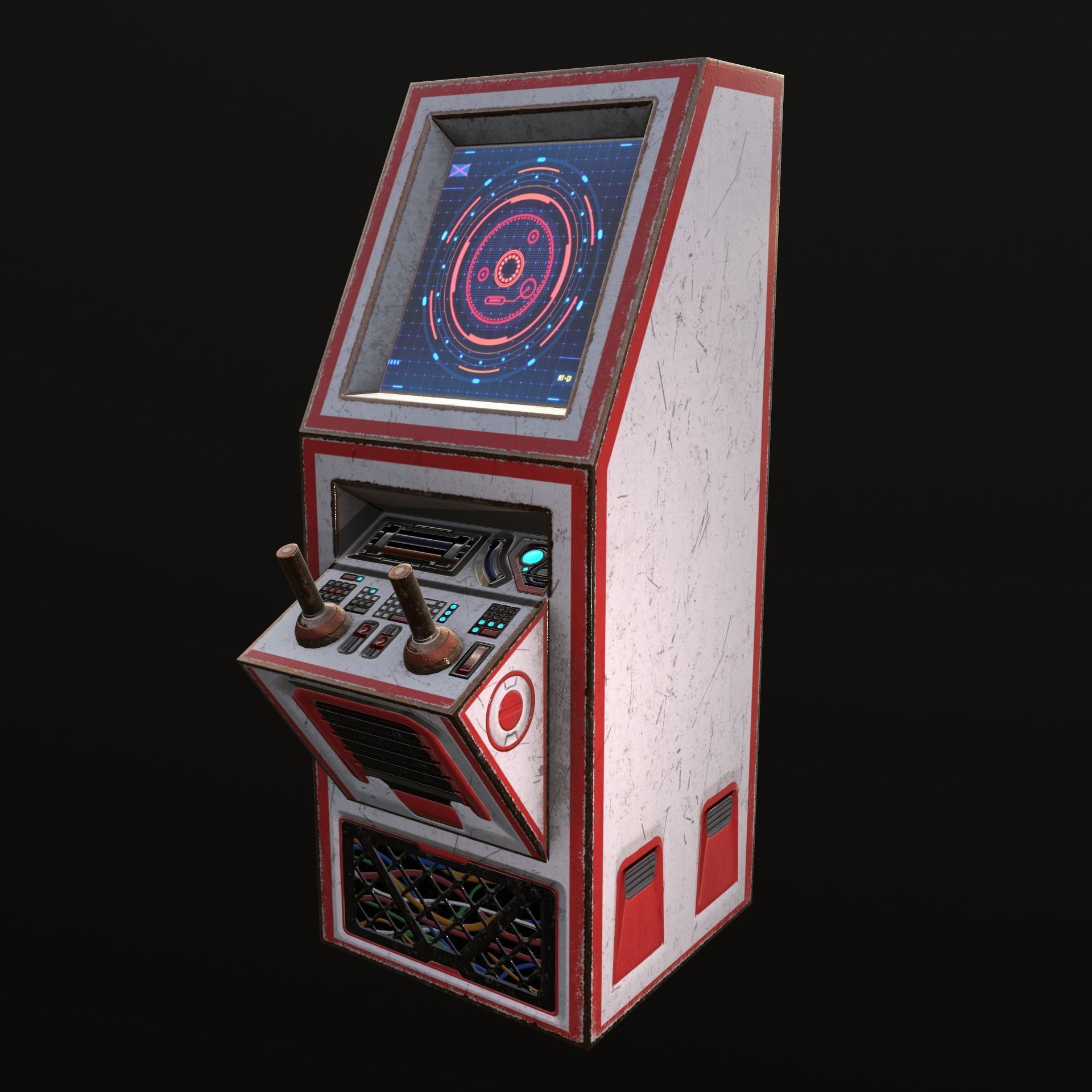 Sci-fi Old terminal mini Low-poly 3D model_4