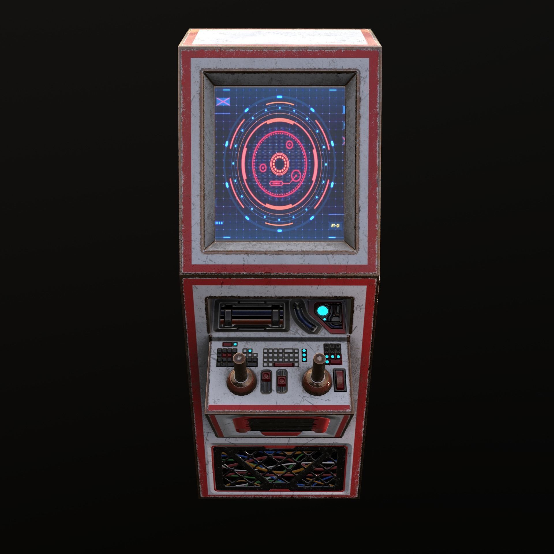 Sci-fi Old terminal mini Low-poly 3D model_5