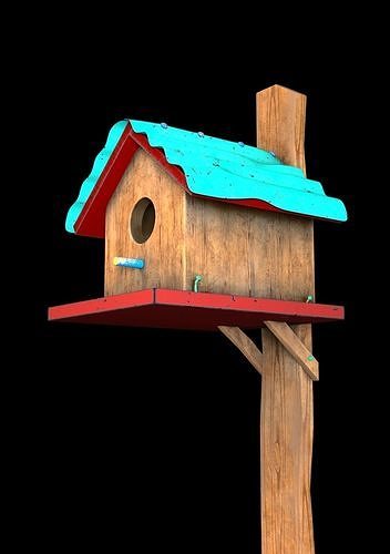 Wooden Bird house  3D model Low-poly 3D model 4