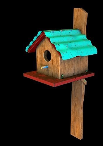 Wooden Bird house  3D model Low-poly 3D model 3