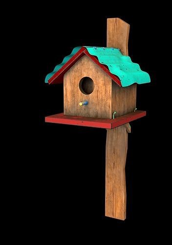 Wooden Bird house  3D model Low-poly 3D model 5