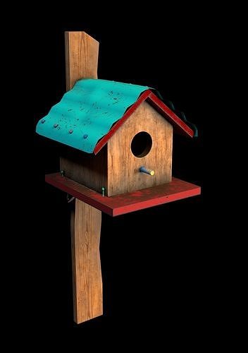 Wooden Bird house  3D model Low-poly 3D model 2