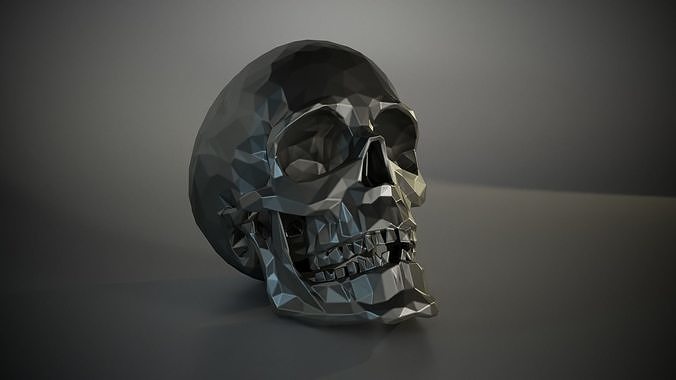 Polygonal skull low-poly for print 3D print model