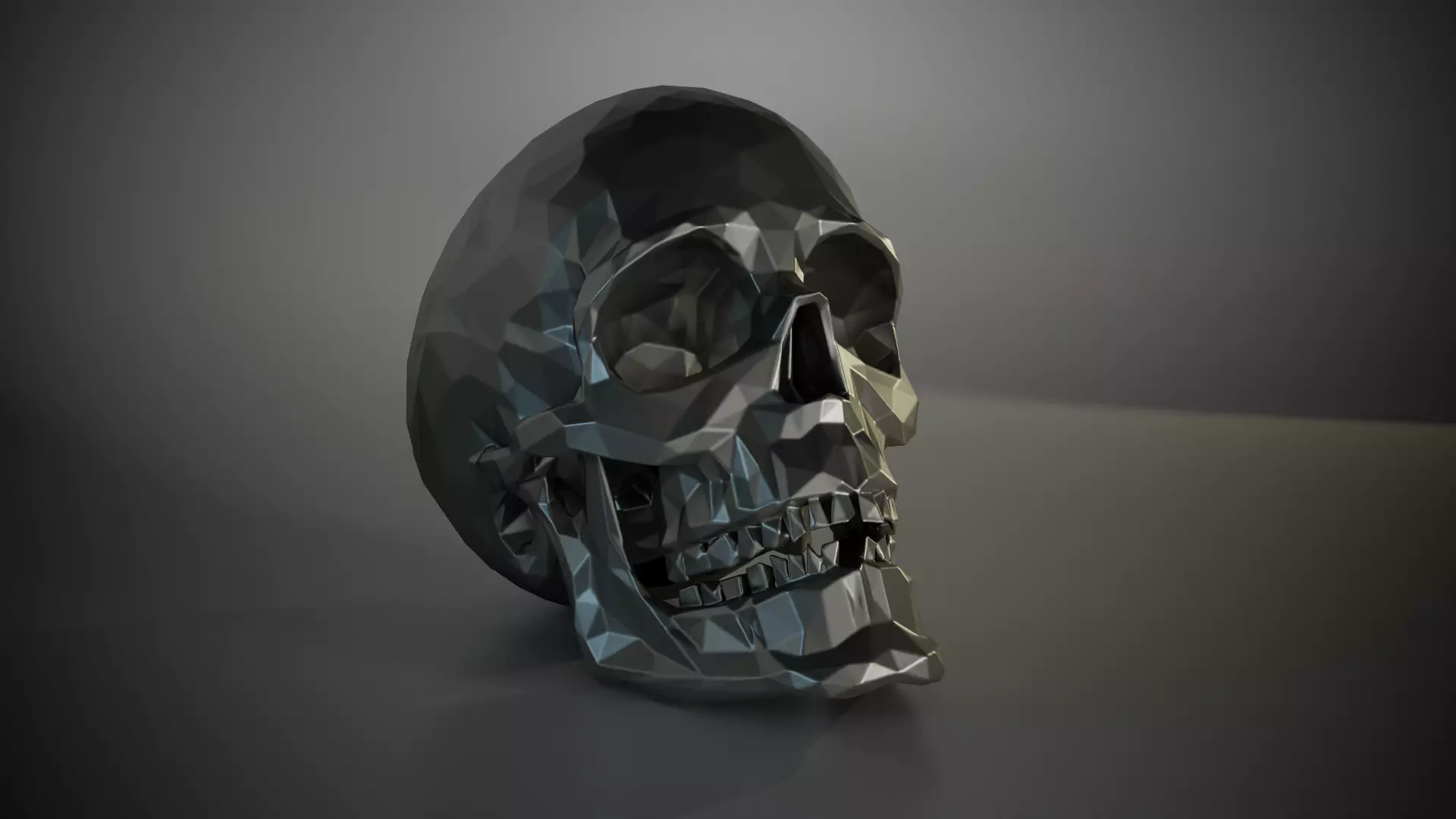 Polygonal skull low-poly for print 3D print model