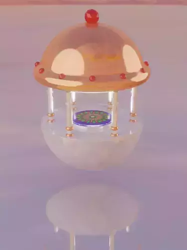 Marmortempel spaceship with dome in sky