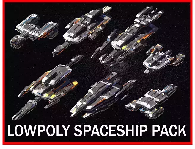 Lowpoly Sci-Fi Spaceship Space Ship Sci-Fi Pack Bundle 4