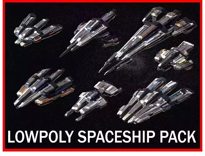 Lowpoly Sci-Fi Spaceship Space Ship Sci-Fi Pack Bundle 3