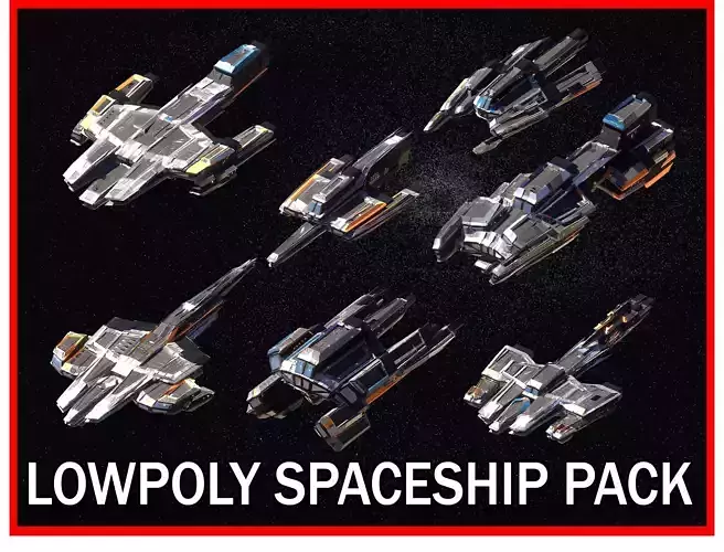 Lowpoly Sci-Fi Spaceship Space Ship Sci-Fi Pack Collection 2