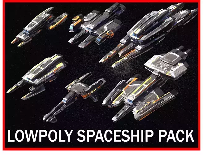 Lowpoly Sci-Fi Spaceship Space Ship Sci-Fi Pack Bundle 1