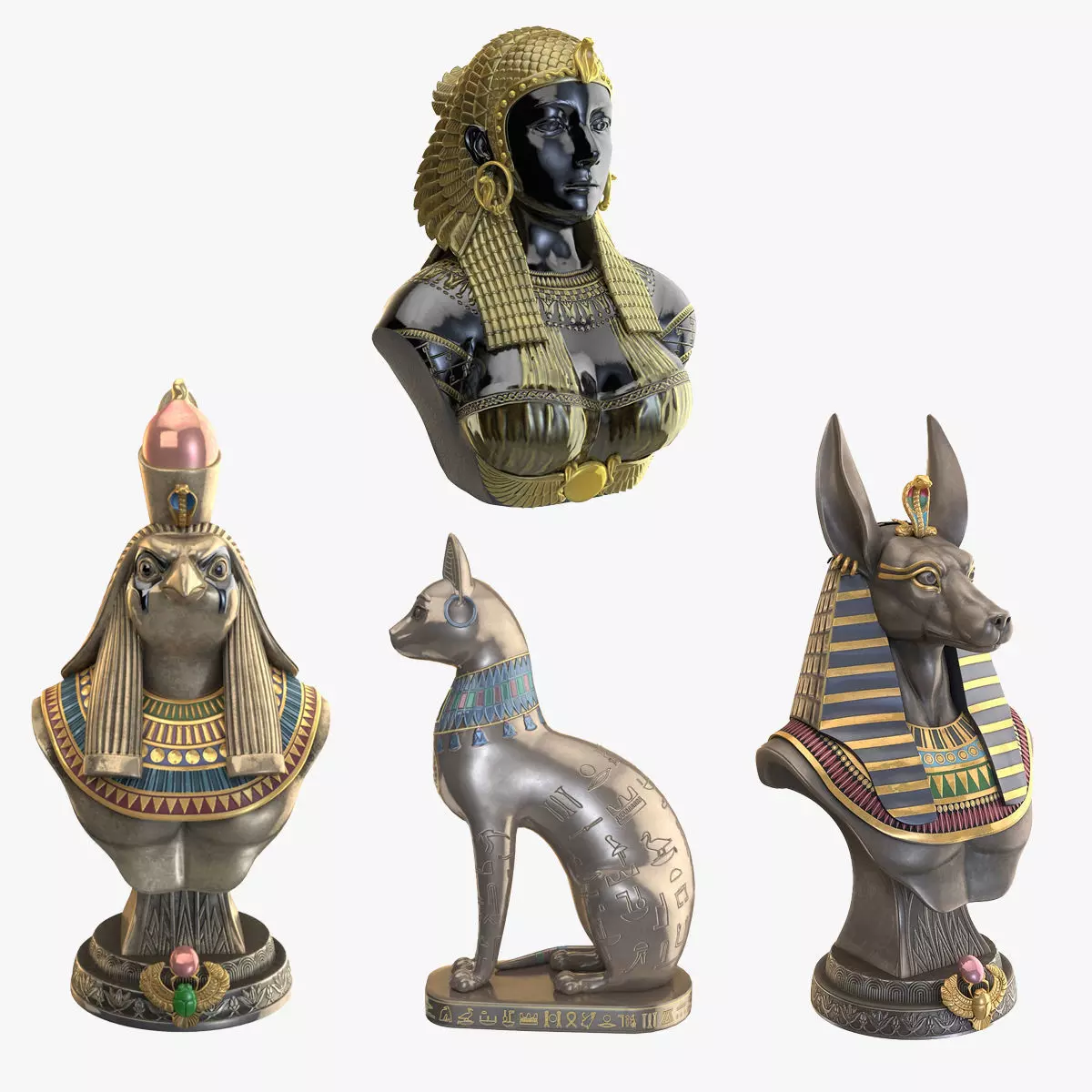 Egyptian Busts Collection 3D model