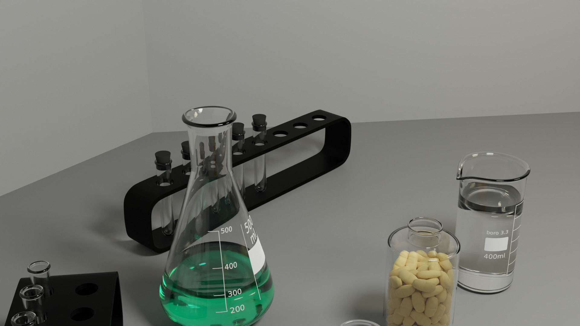 Chemical flasks set 3D model_5
