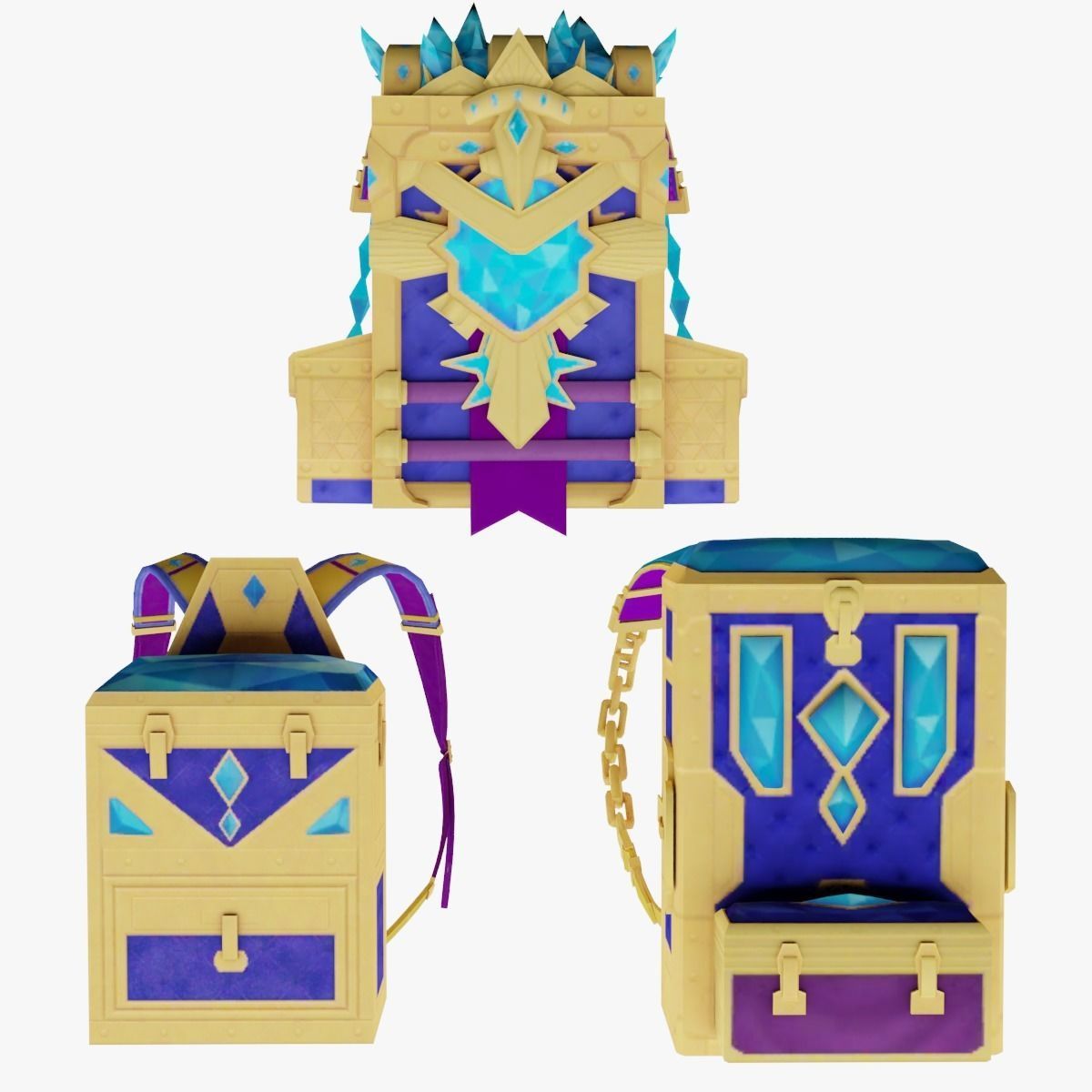 Bag 3x Crystal Casket Backpack 3D model_1