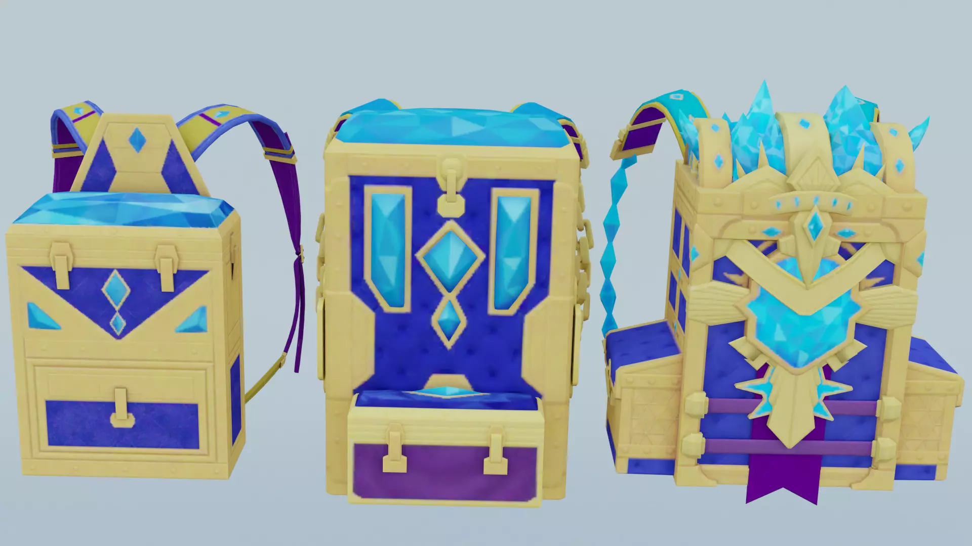 Bag 3x Crystal Casket Backpack 3D model_0