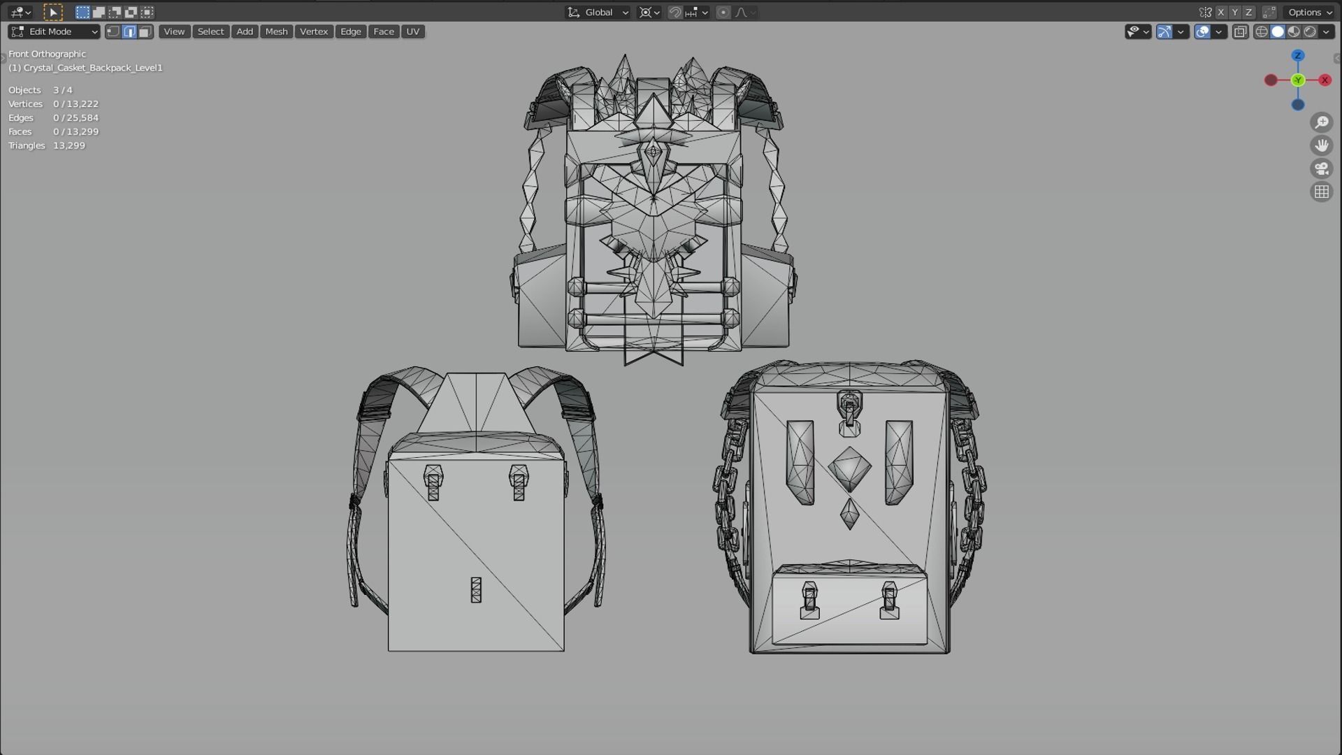 Bag 3x Crystal Casket Backpack 3D model_4