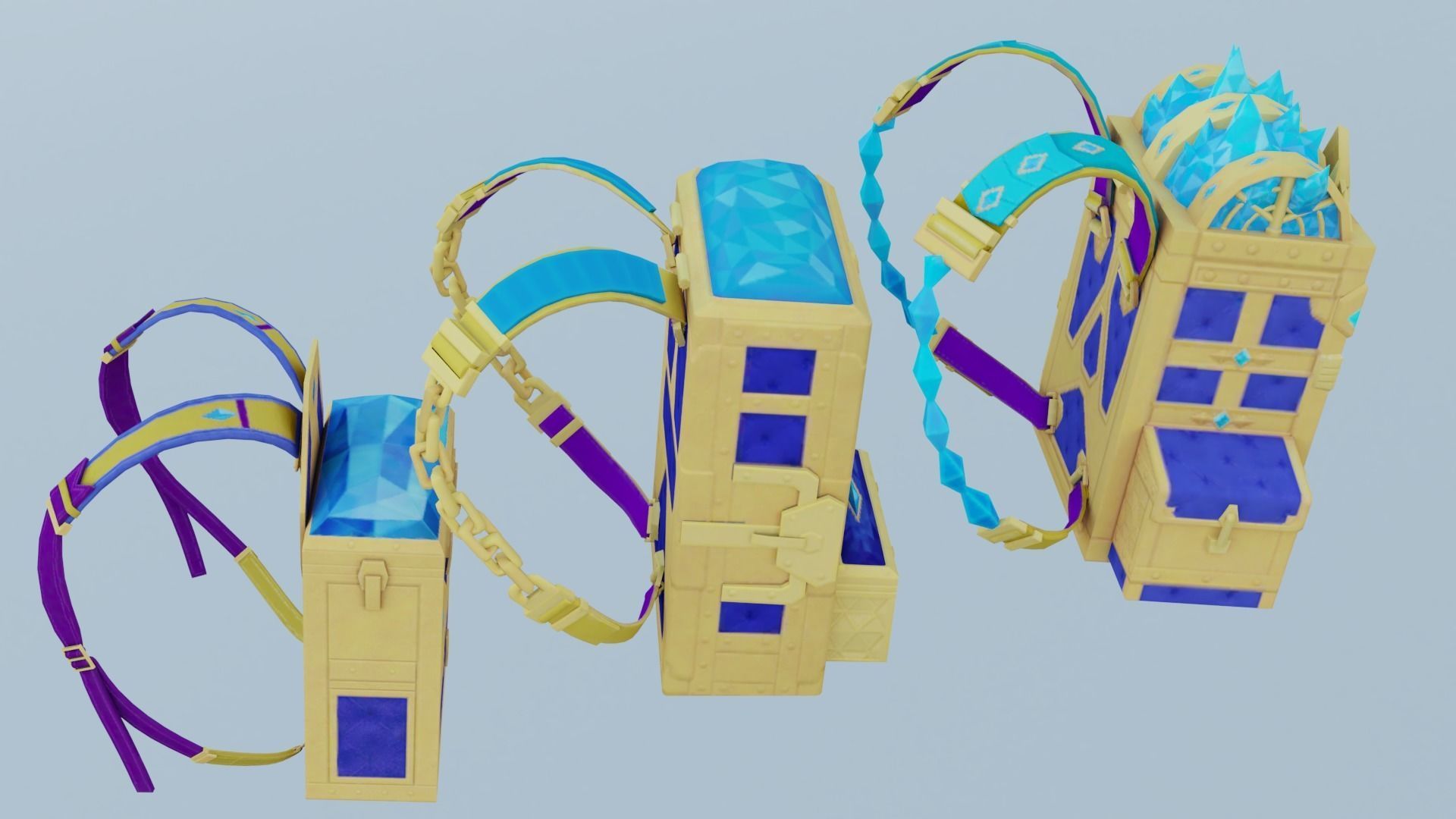 Bag 3x Crystal Casket Backpack 3D model_3