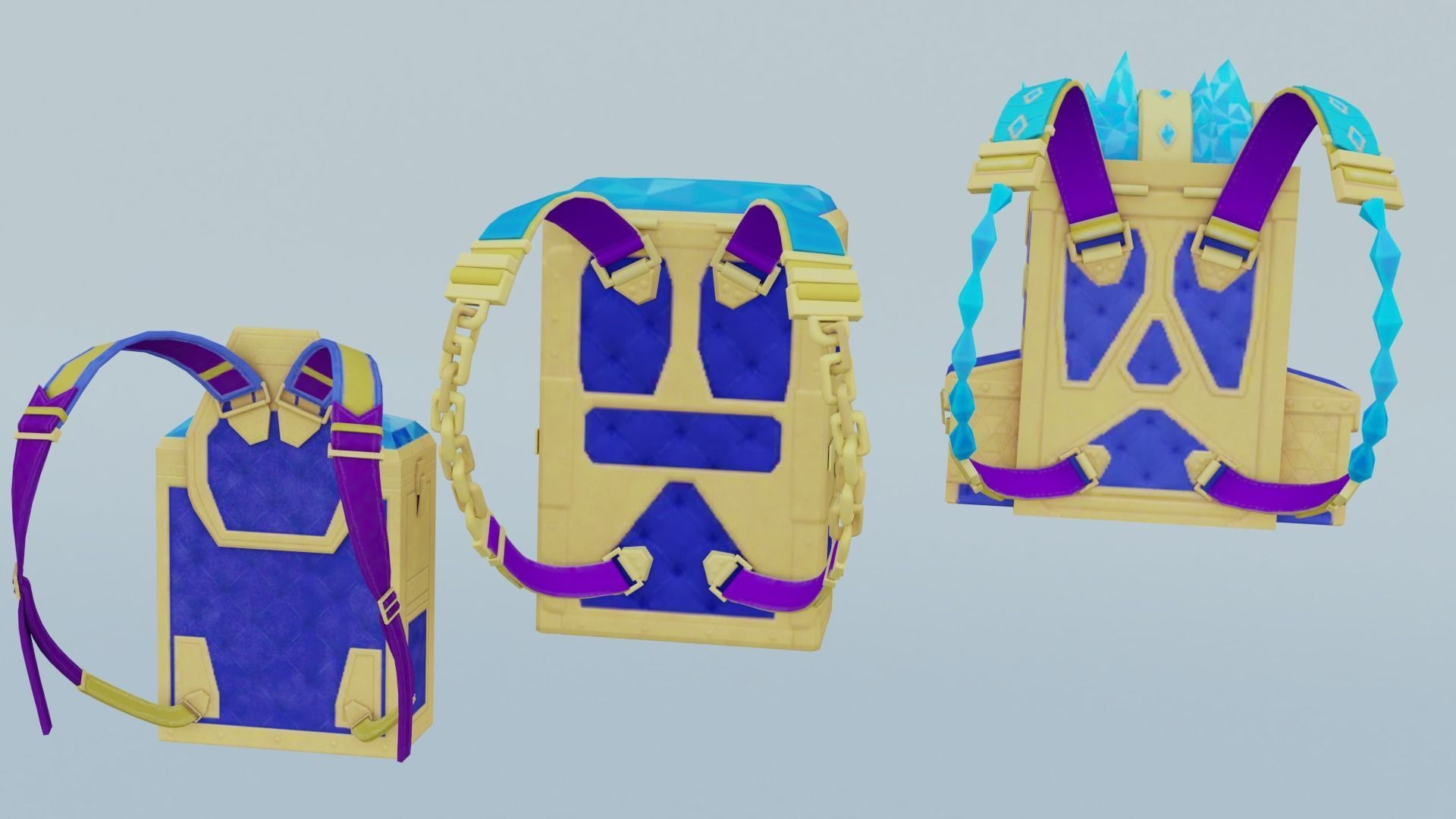 Bag 3x Crystal Casket Backpack 3D model_2