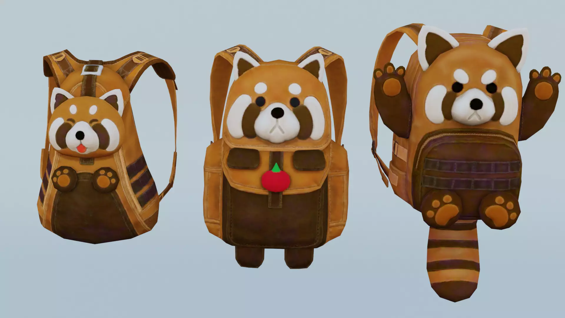 Bag 3x Rowdy Red Panda Backpack 3D model