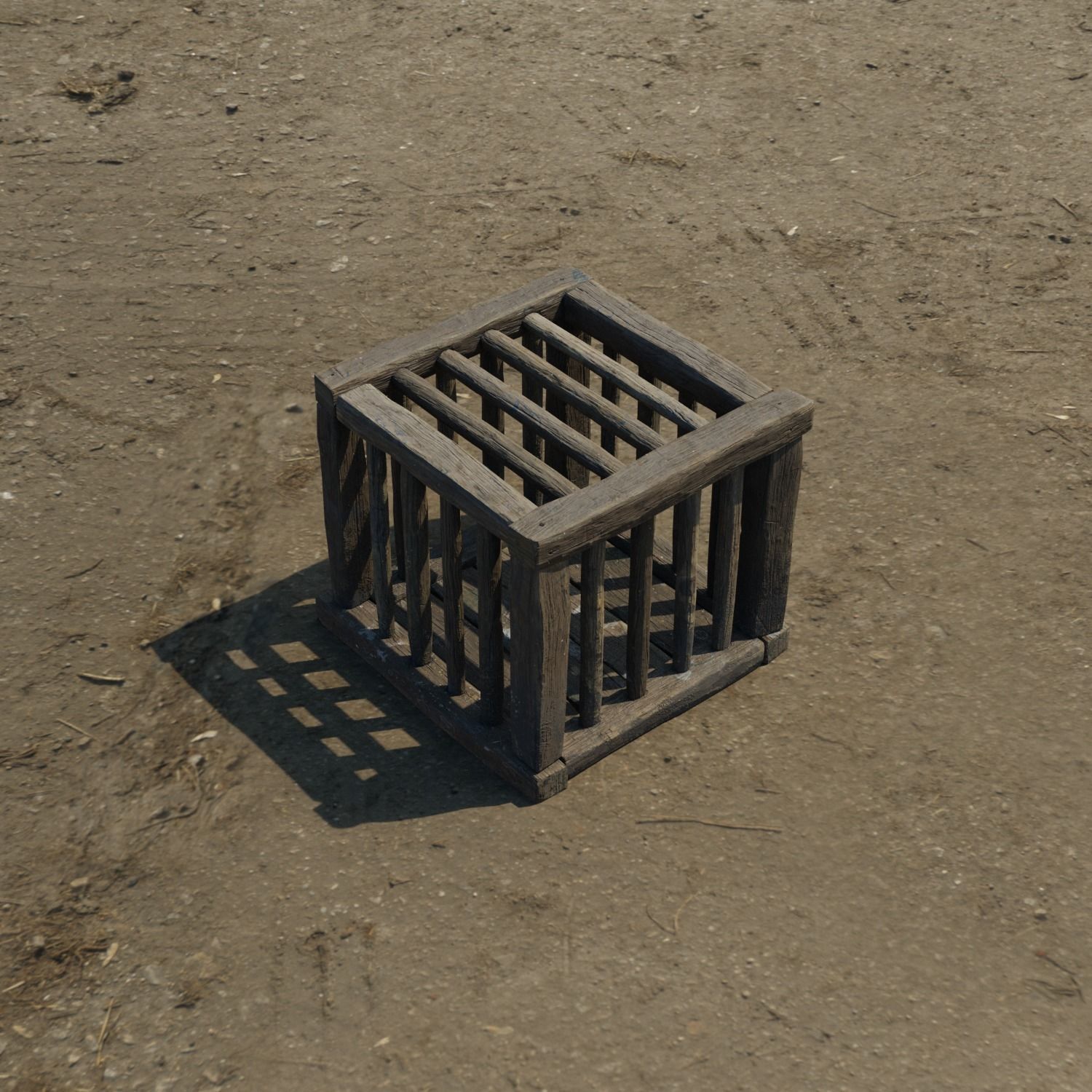 Medieval chicken crate Low-poly 3D model_1