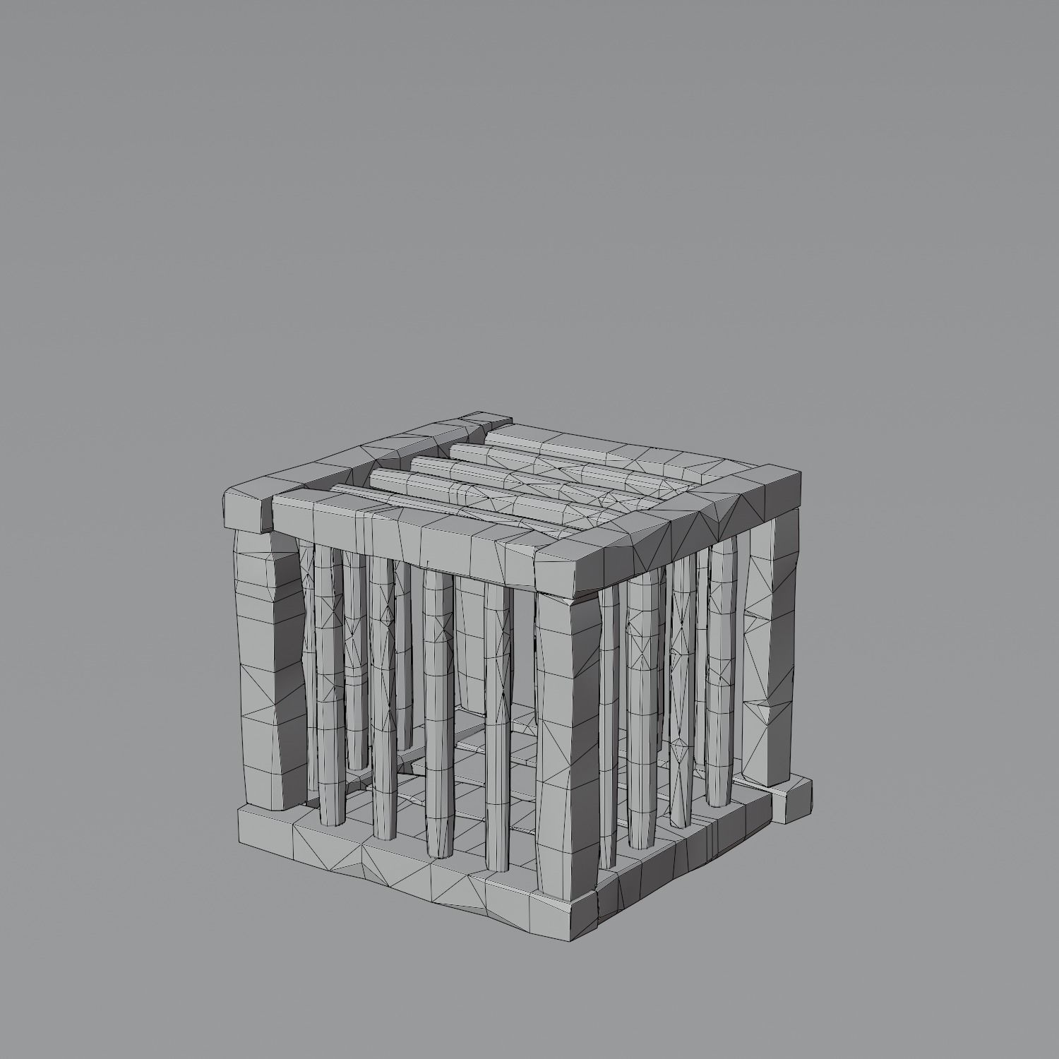 Medieval chicken crate Low-poly 3D model_2
