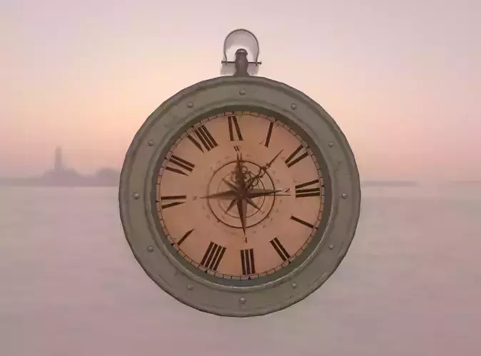Low Poly Old Clock wall