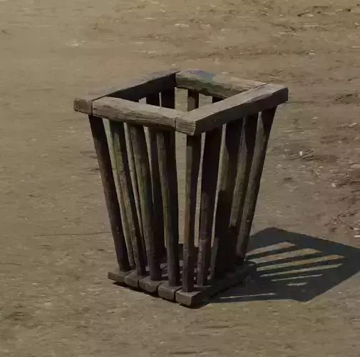 Medieval square-shaped wooden basket