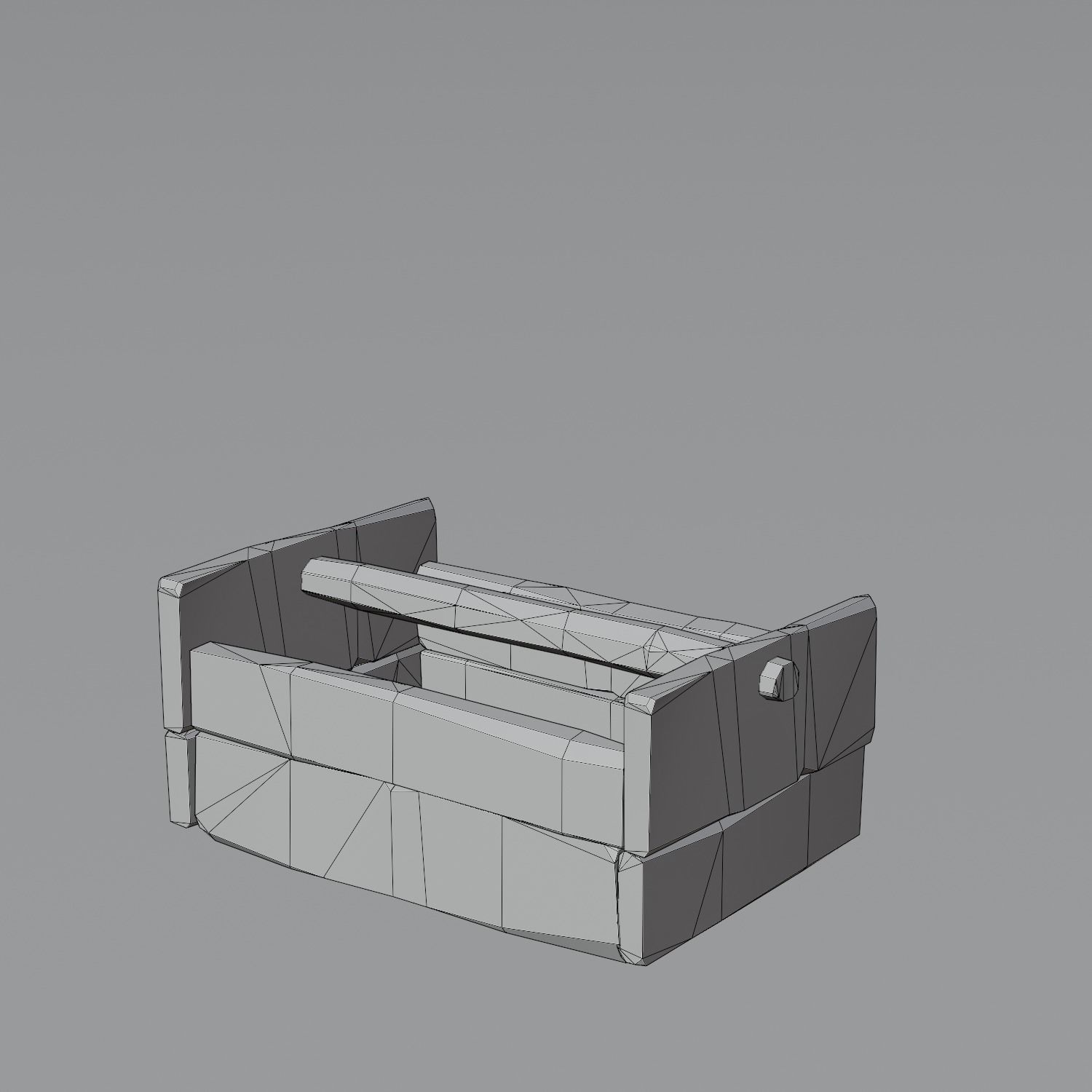 Medieval wooden crate with handle Low-poly 3D model_2