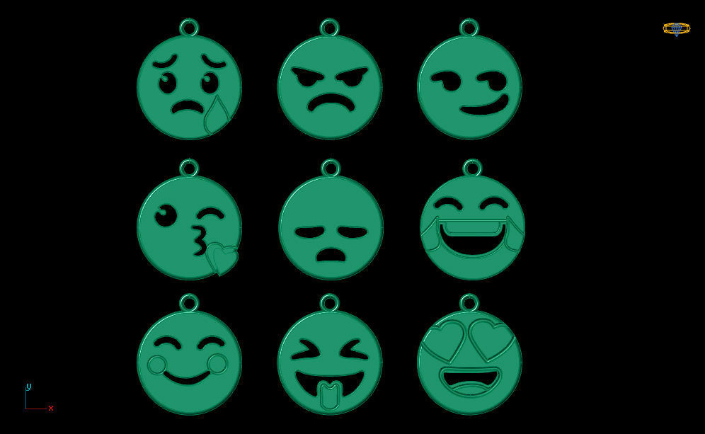 9 emoji pendants 3D print model_4
