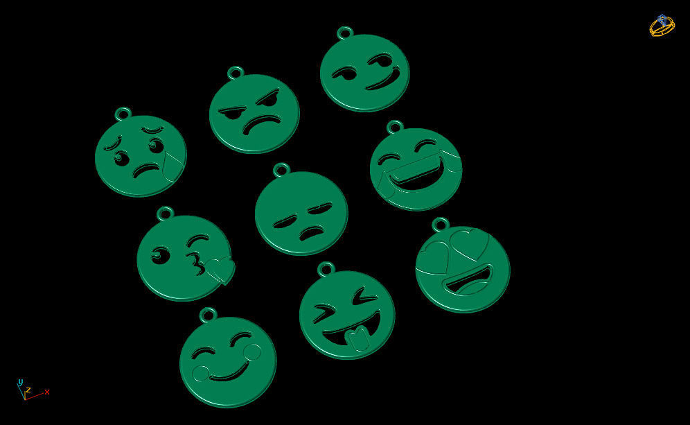 9 emoji pendants 3D print model_5
