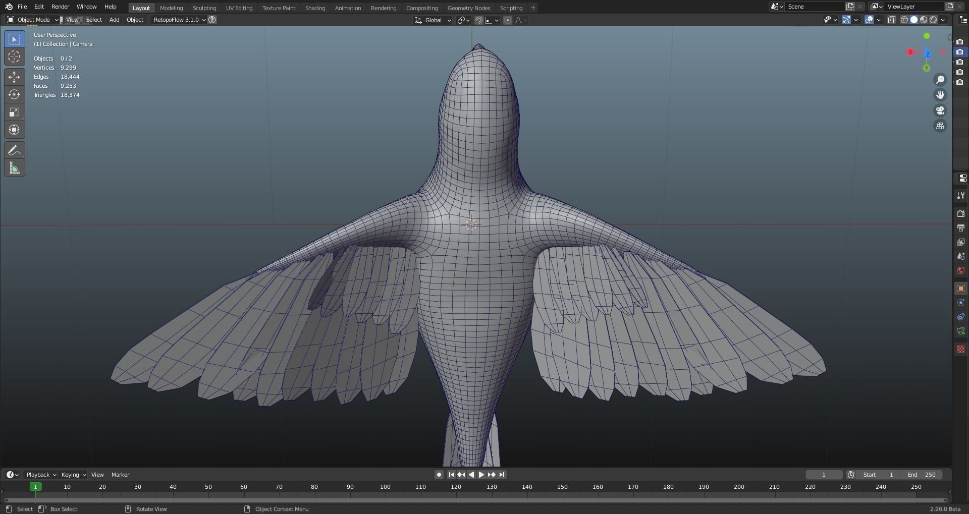 MACAW LOWPOLY parrot with wings spread Low-poly 3D model_17