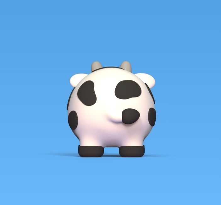 Cute Round Cow 3D print model_3
