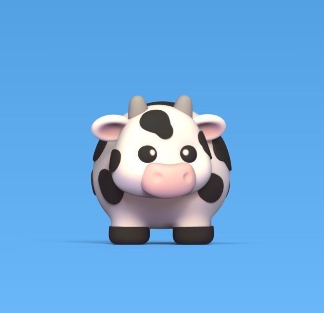 Cute Round Cow 3D print model_1