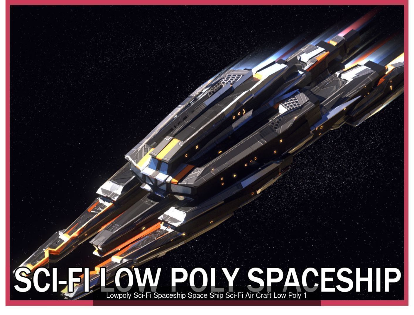 27 Lowpoly Sci-Fi Spaceship Kitbash Bundle Pack Bundle Package 3D Model Collection_30