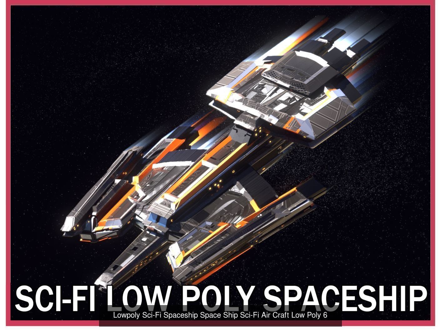27 Lowpoly Sci-Fi Spaceship Kitbash Bundle Pack Bundle Package 3D Model Collection_25