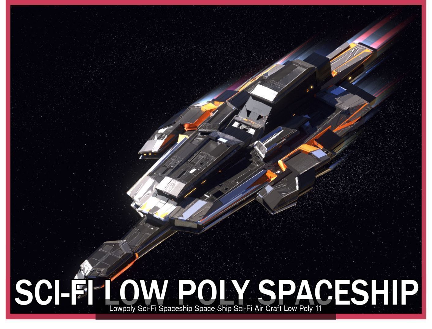 27 Lowpoly Sci-Fi Spaceship Kitbash Bundle Pack Bundle Package 3D Model Collection_20