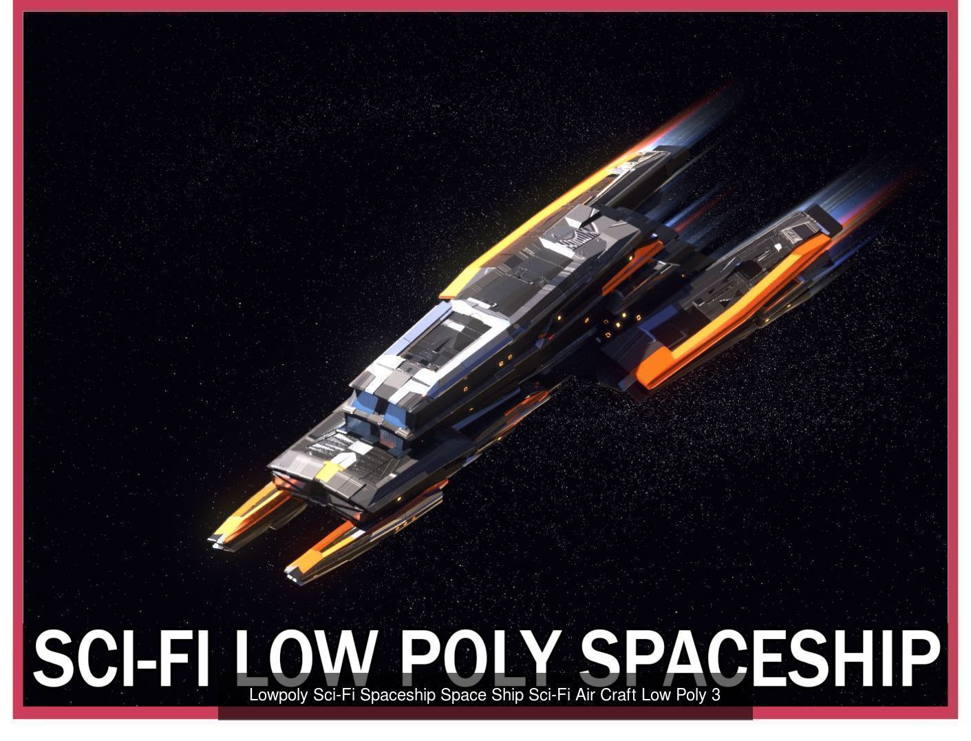 27 Lowpoly Sci-Fi Spaceship Kitbash Bundle Pack Bundle Package 3D Model Collection_28